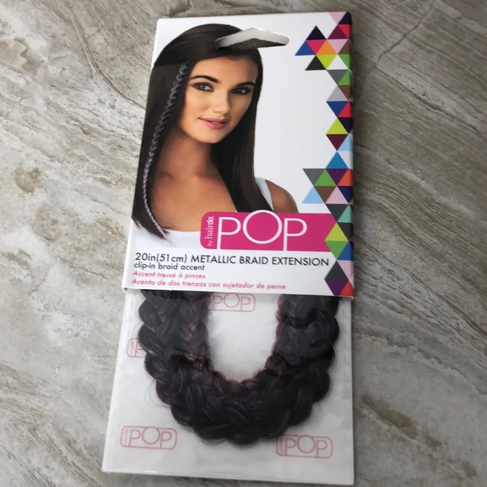 Pop by Hairdo 20” Pink Hair Extension Metallic Clip In Braid Extension Gift NEW!
